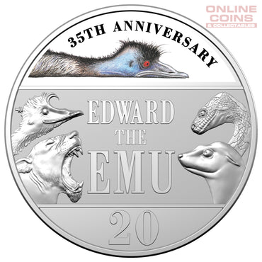 2023 20c CuNi Coloured Uncirculated Coin - Special Edition Book - 35th Anniversary of Edward the Emu