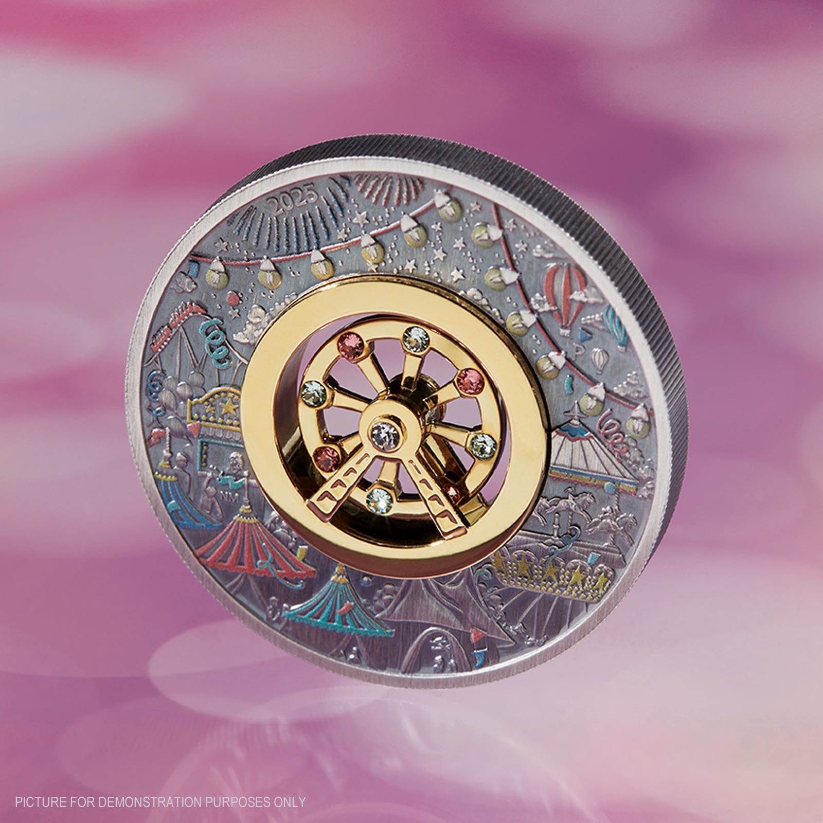 2025 Perth Mint Ferris Wheel 2oz Silver Antiqued Coloured Coin