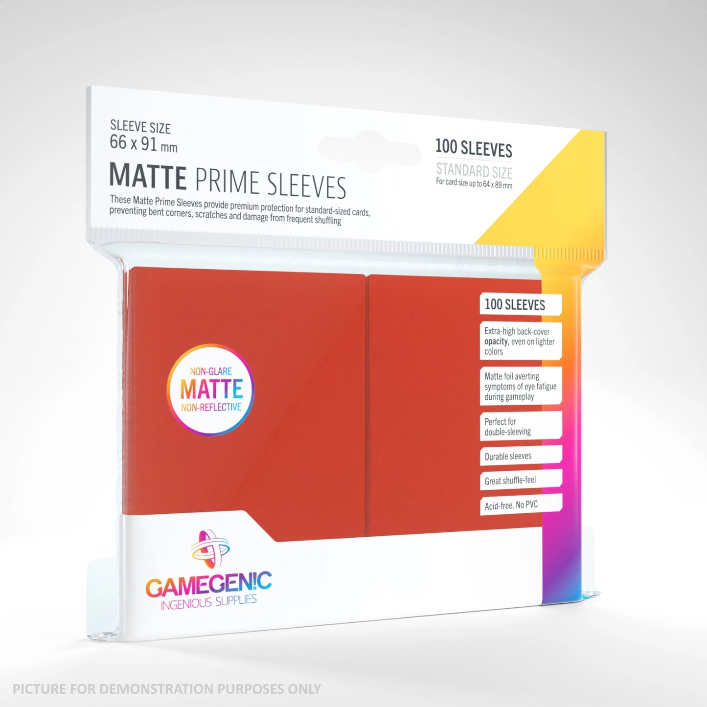 GameGenic MATTE Prime Sleeves 100 Pack - RED