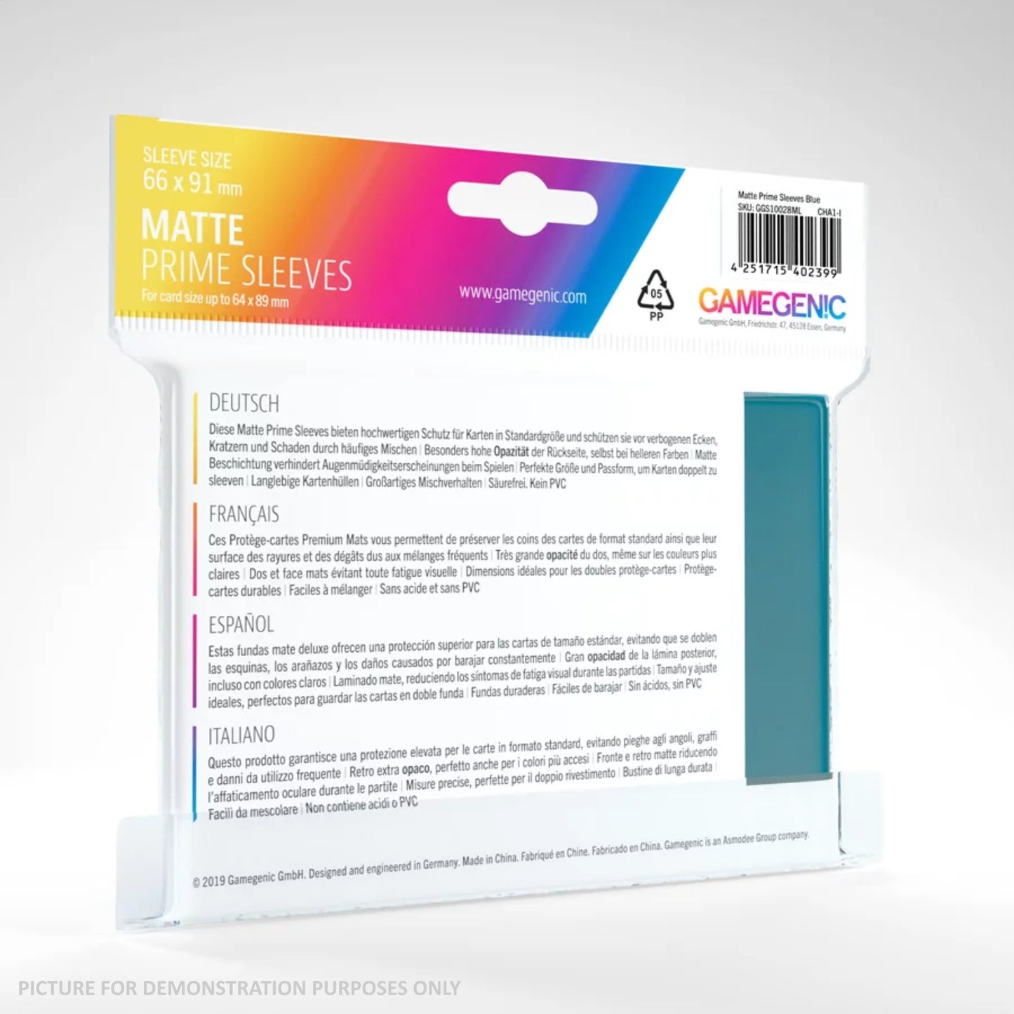 GameGenic MATTE Prime Sleeves 100 Pack - BLUE
