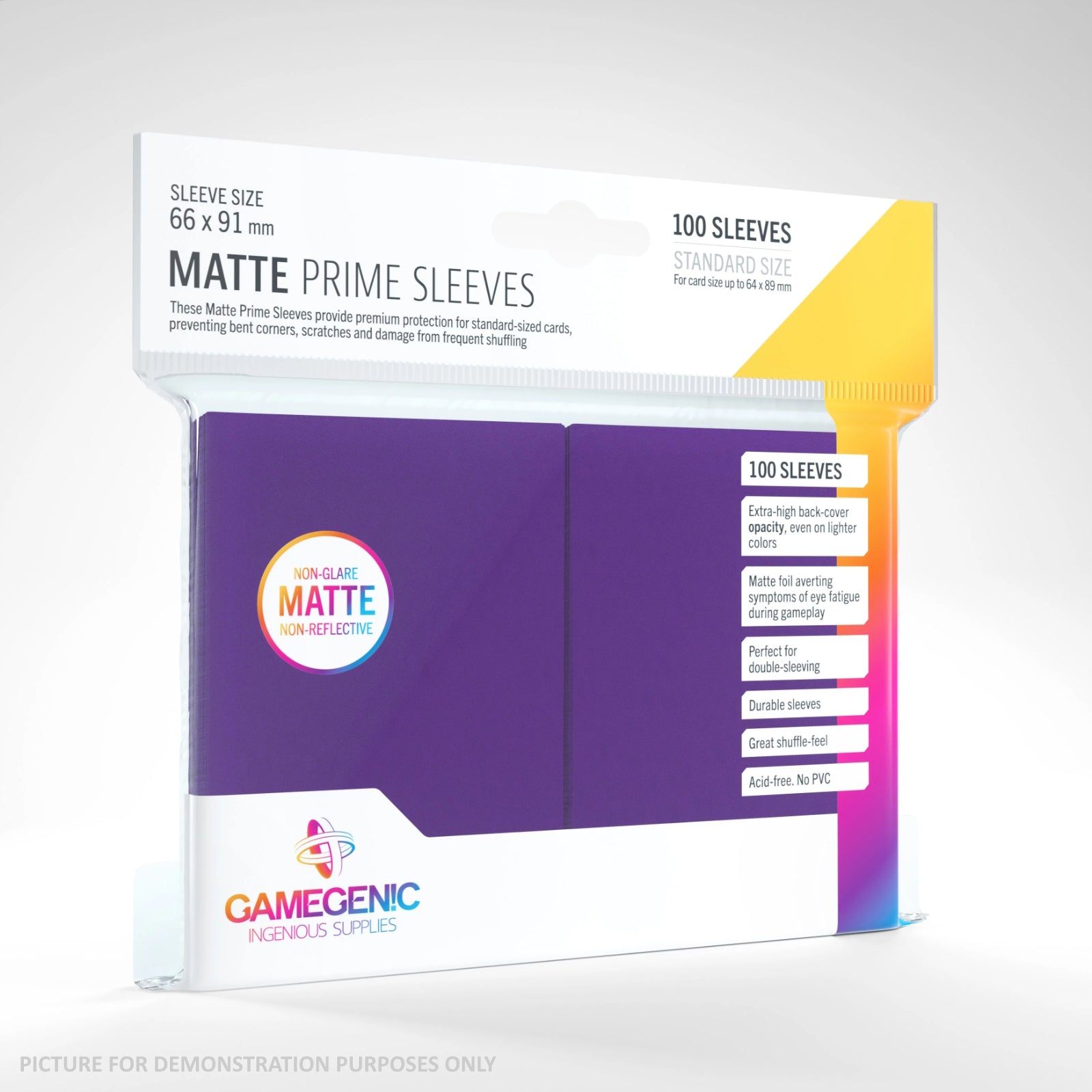 GameGenic MATTE Prime Sleeves 100 Pack - PURPLE
