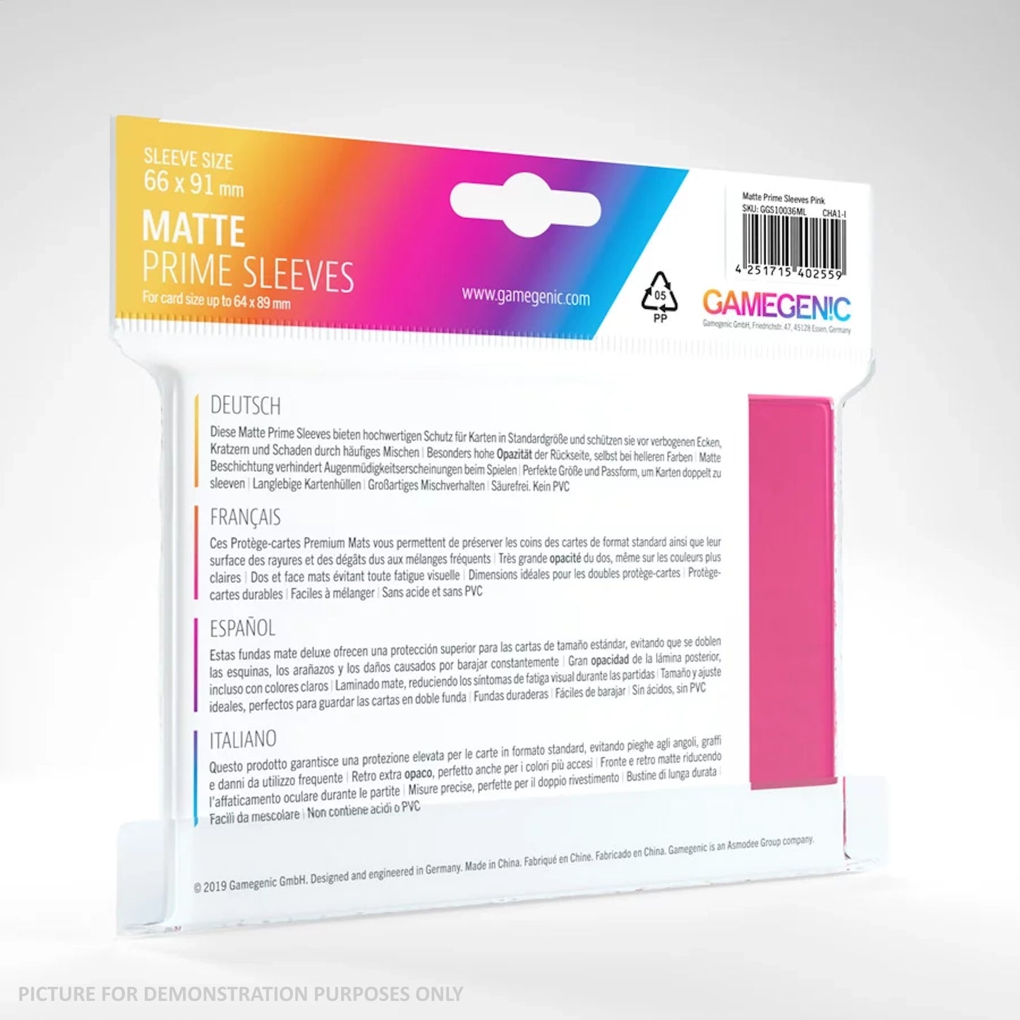 GameGenic MATTE Prime Sleeves 100 Pack - PINK