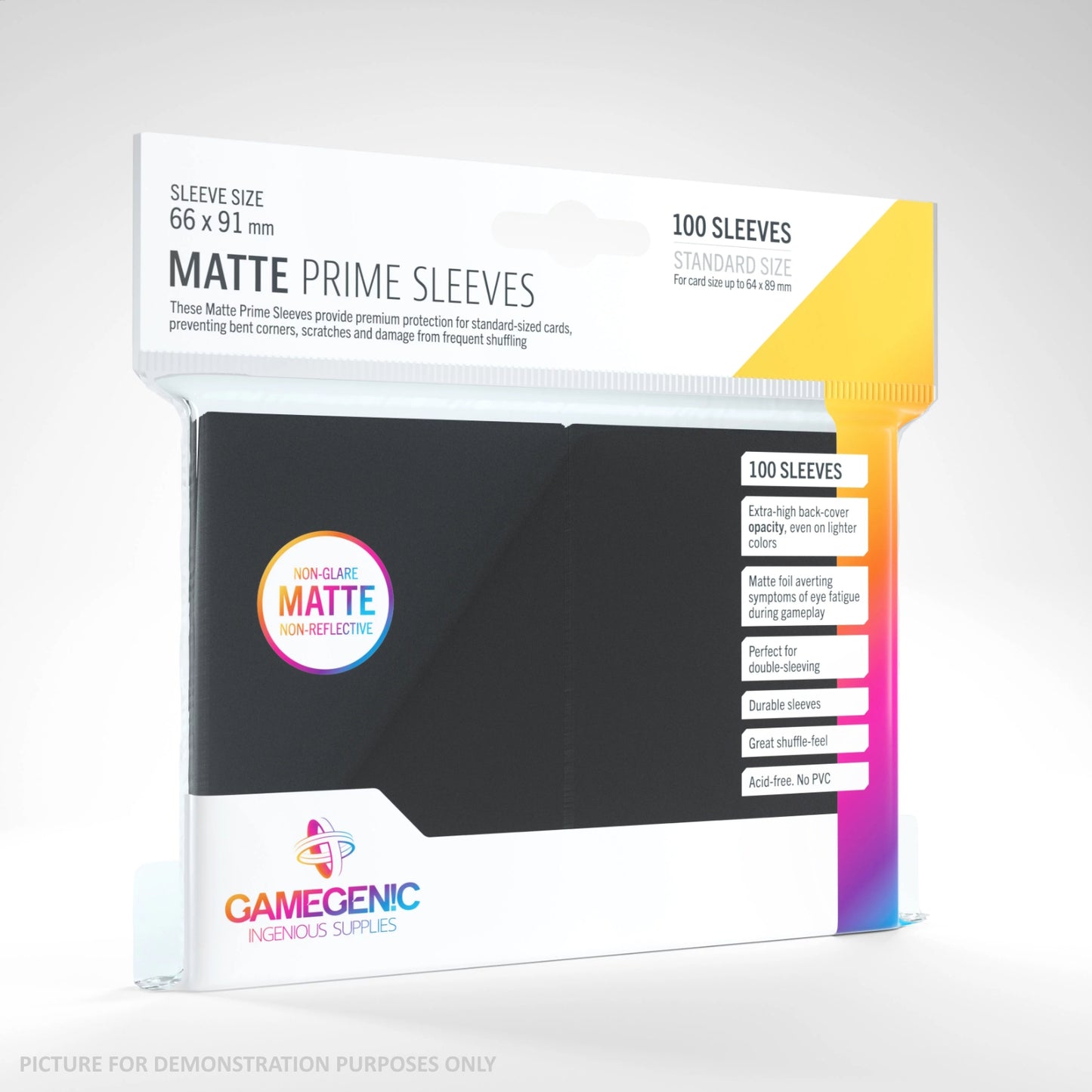 GameGenic MATTE Prime Sleeves 100 Pack - BLACK