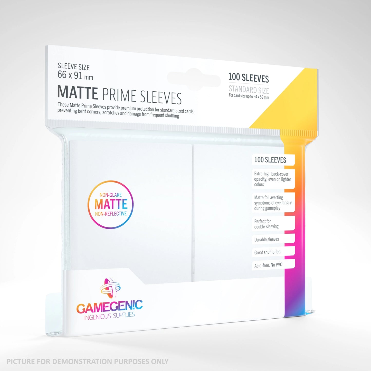 GameGenic - MATTE Prime Sleeves - WHITE- Pack of 100