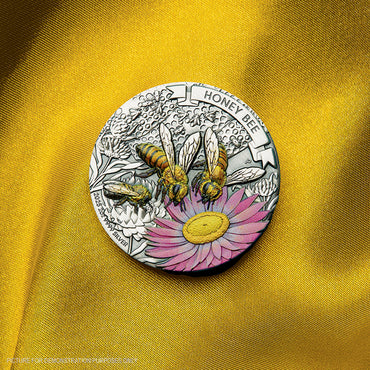 2025 Perth Mint Honey Bee 2oz Silver Antiqued Coloured Coin