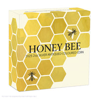 2025 Perth Mint Honey Bee 2oz Silver Antiqued Coloured Coin