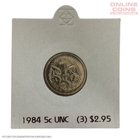 1984 Uncirculated 5¢ coin - Loose in 2x2
