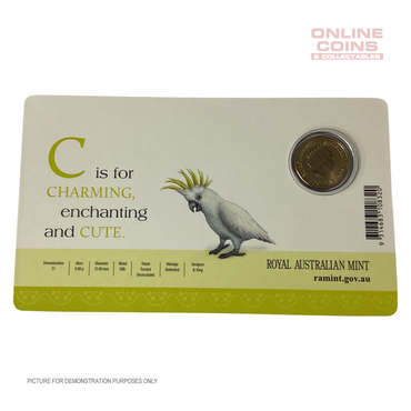 2016 $1 Coloured Alphabet Frosted Coin In Card - C For Cockatoo
