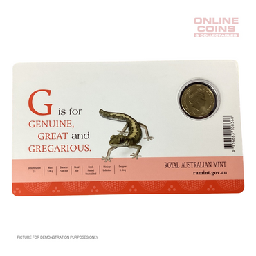 2016 $1 Coloured Alphabet Frosted Coin In Card - G For Gecko