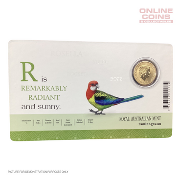 2017 $1 Coloured Alphabet Frosted Coin In Card - R For Rosella (Scratch Across Capsule)