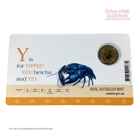 2017 $1 Coloured Alphabet Frosted Coin In Card - Y For Yabby
