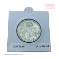 1957 Australian Florin - Graded At Almost Uncirculated