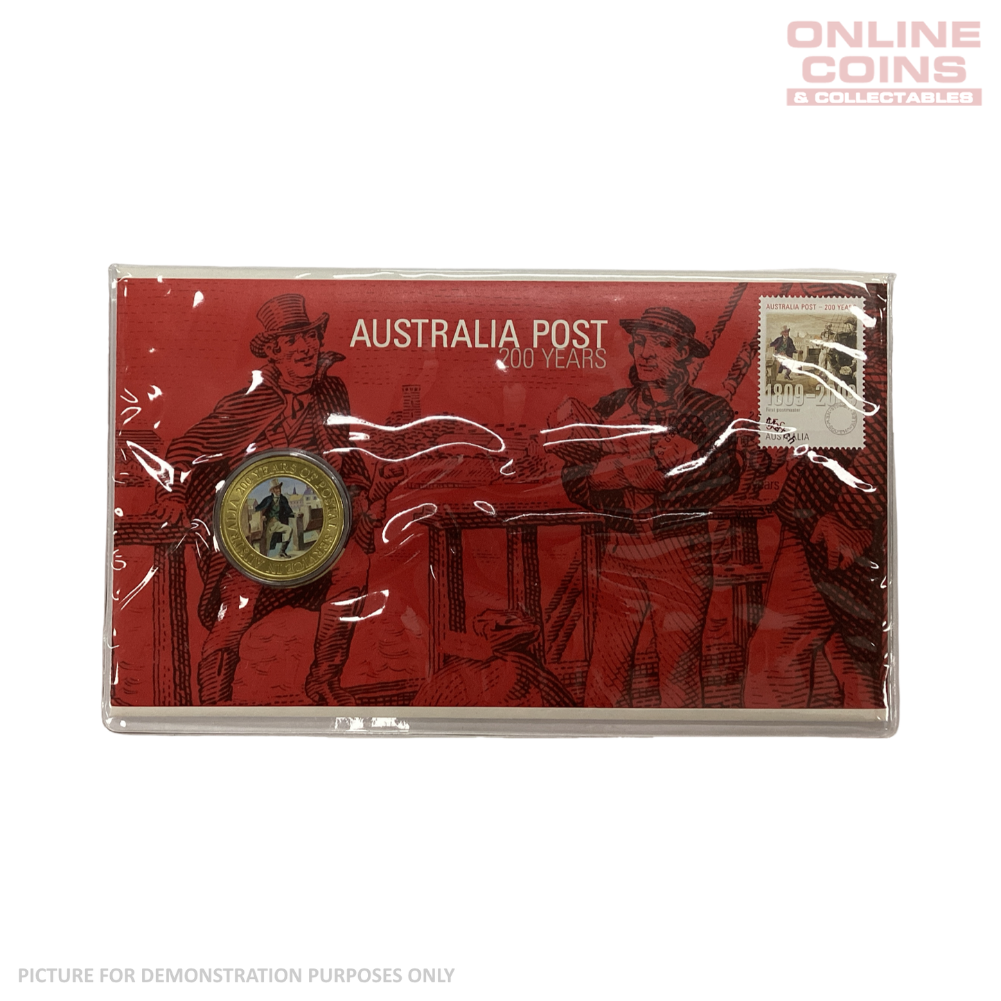 2009 - Australia Post - 200 Years of the Australian Postal Service PNC - $1 Coloured Coin
