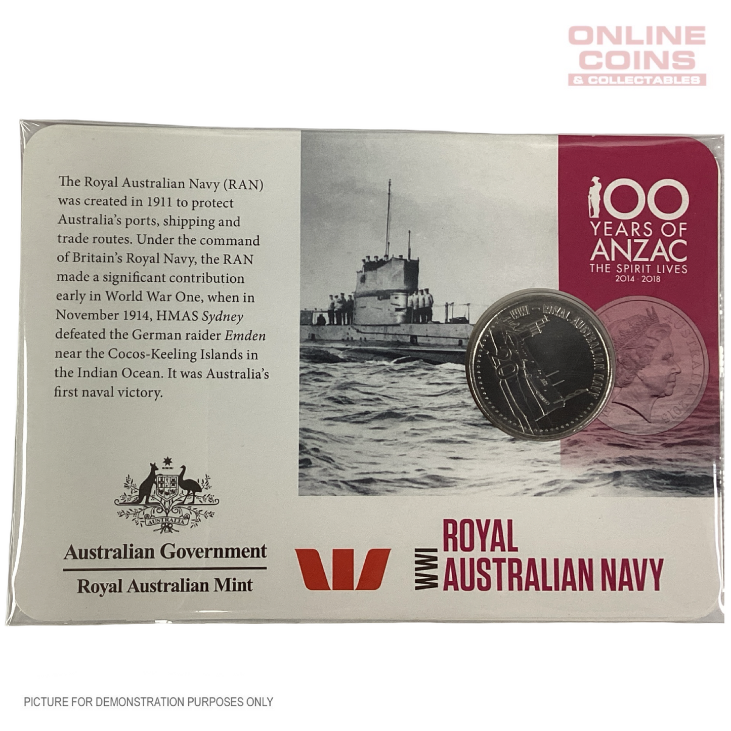 2015 - Royal Australian Mint - 100 Years of ANZAC - WWI Royal Australian Navy