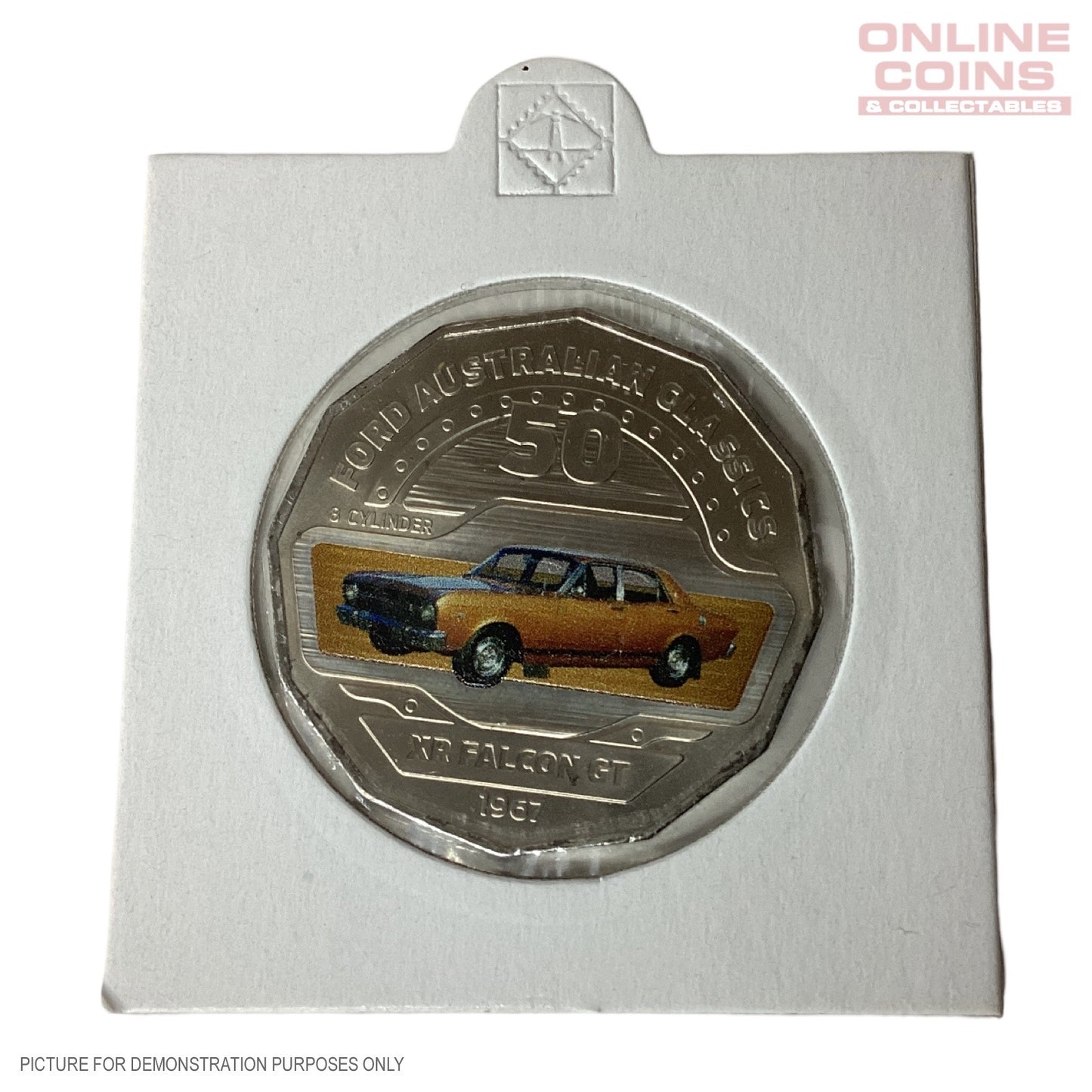 2017 Loose Ford Australian Classics Coloured 50c Coin In 2x2 From Ford Collection Tin - XR  Falcon GT