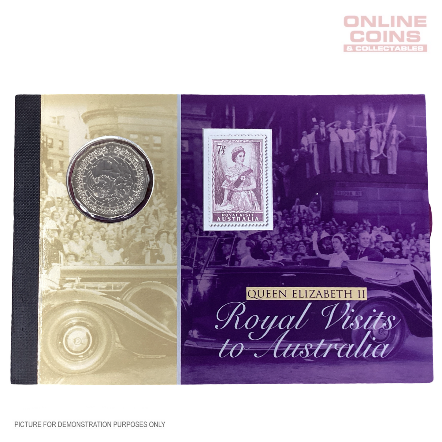 2006 50c Coin and Stamp Booklet - Queen Elizabeth II: Royal Visits to Australia
