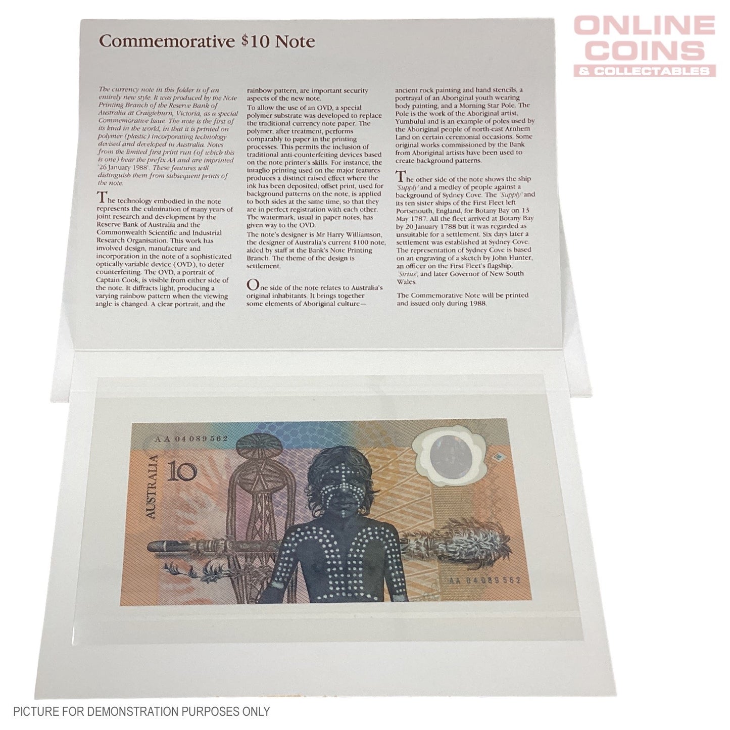 1988 Bicentenary Polymer $10 Note in Folder