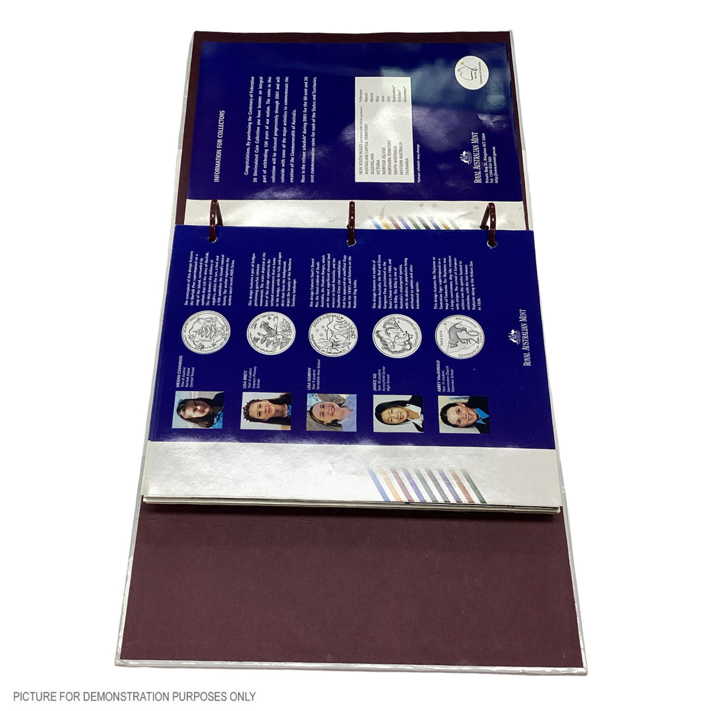 2001 Royal Australian Mint - Centenary of Federation 20 Coin Collection Folder