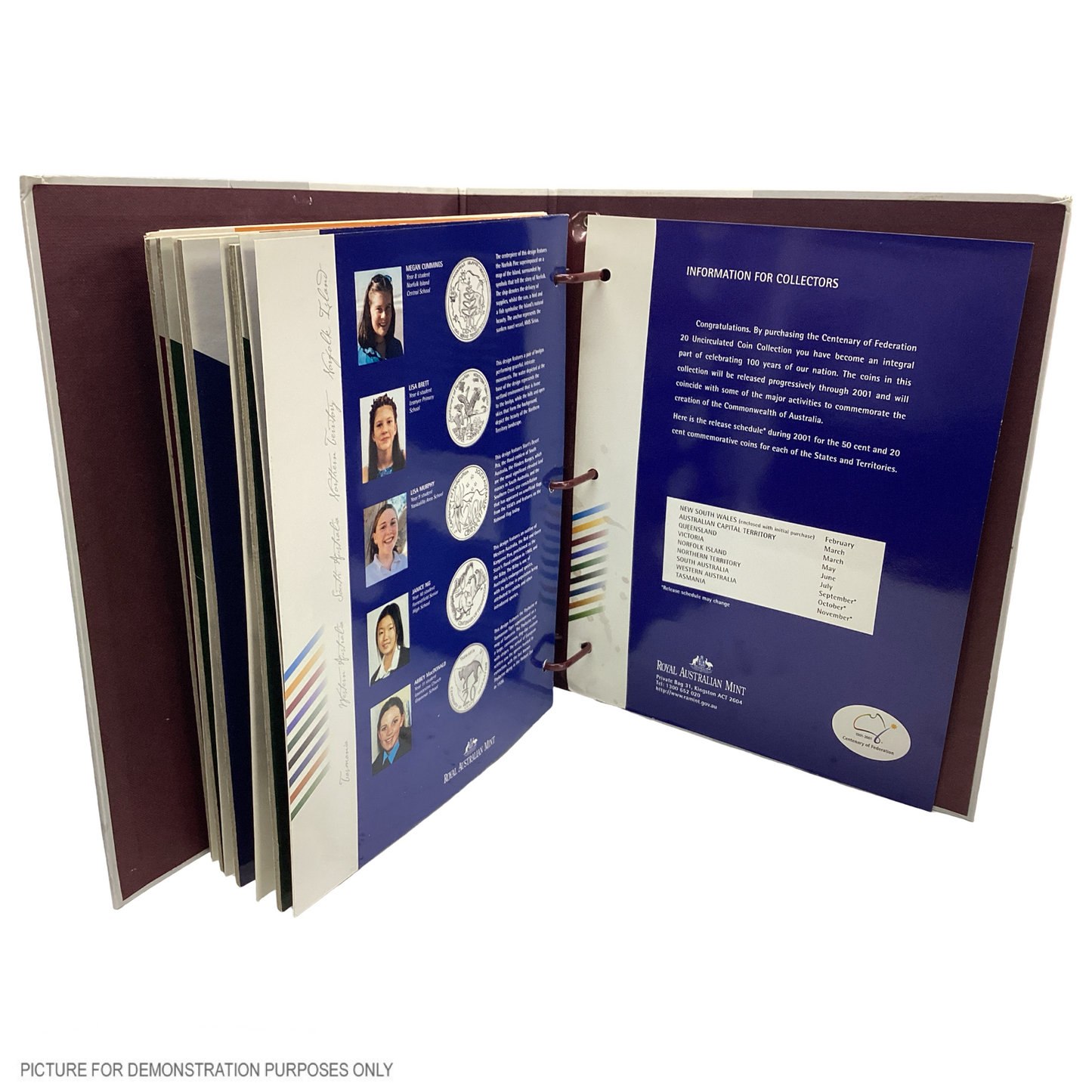 2001 Royal Australian Mint - Centenary of Federation 20 Coin Collection Folder