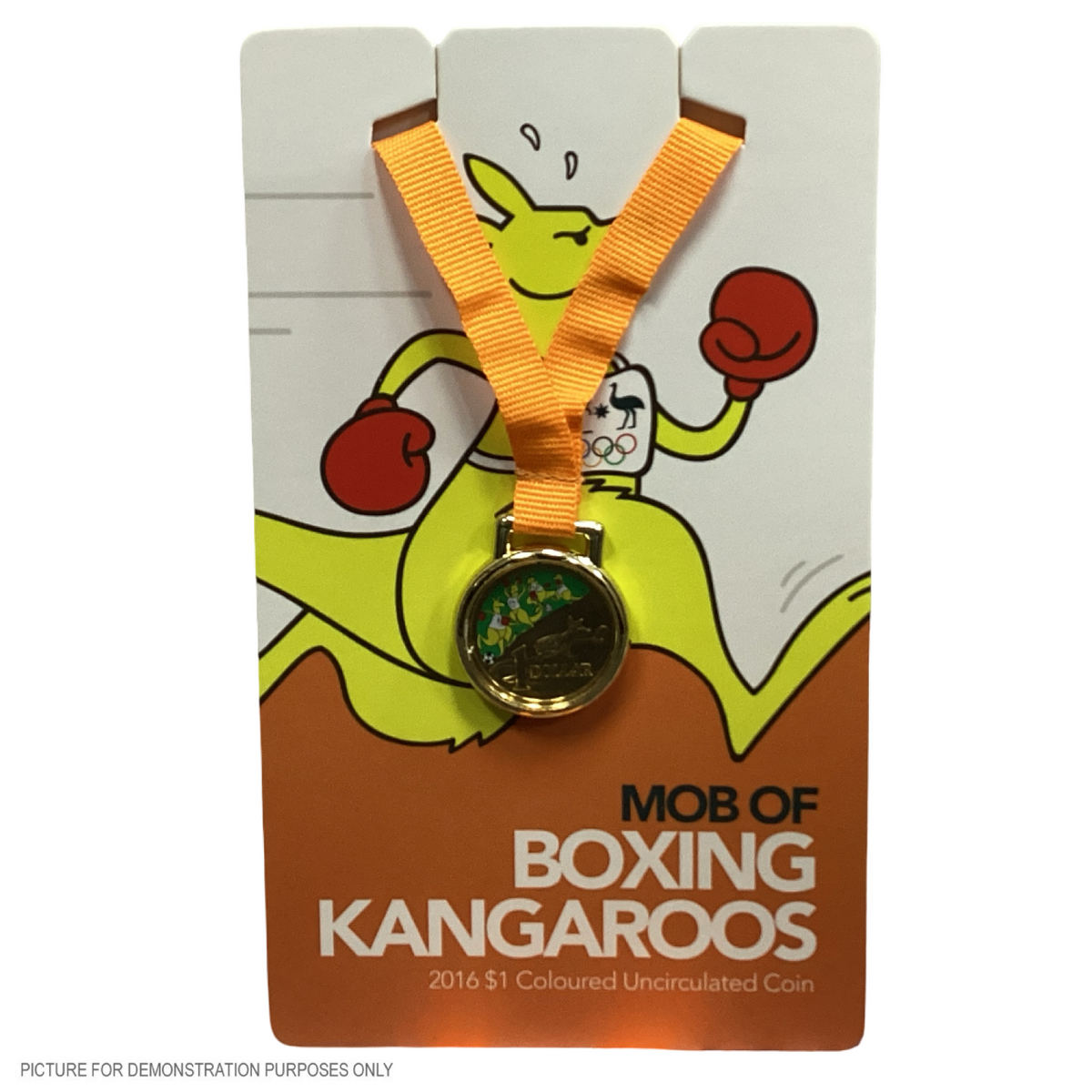 2016 Royal Australian Mint - Mob of Boxing Kangaroos: Athletics Cover (Orange) - Uncirculated $1 Coin in Card