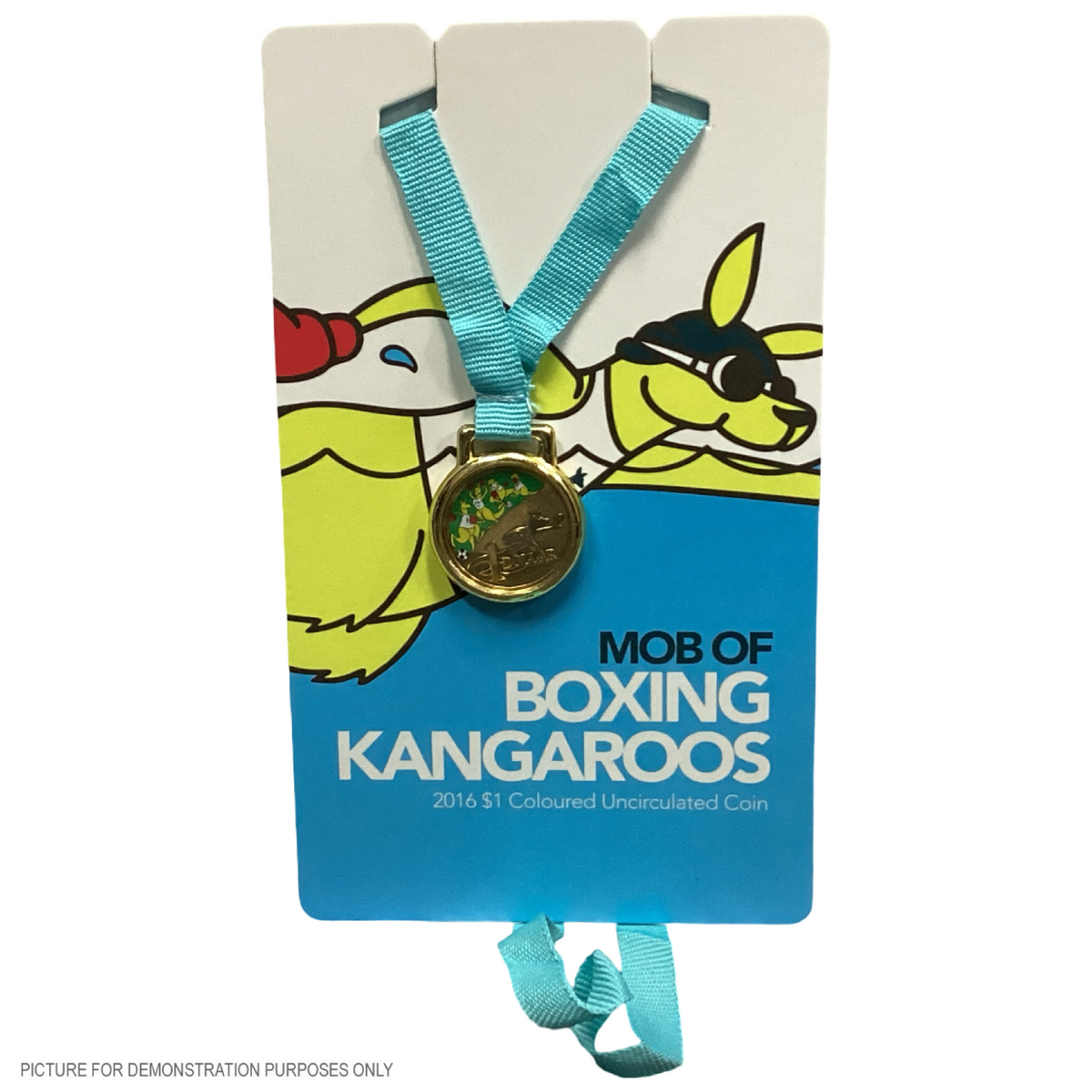 2016 Royal Australian Mint - Mob of Boxing Kangaroos: Swimming Cover (Blue) - Uncirculated $1 Coin in Card