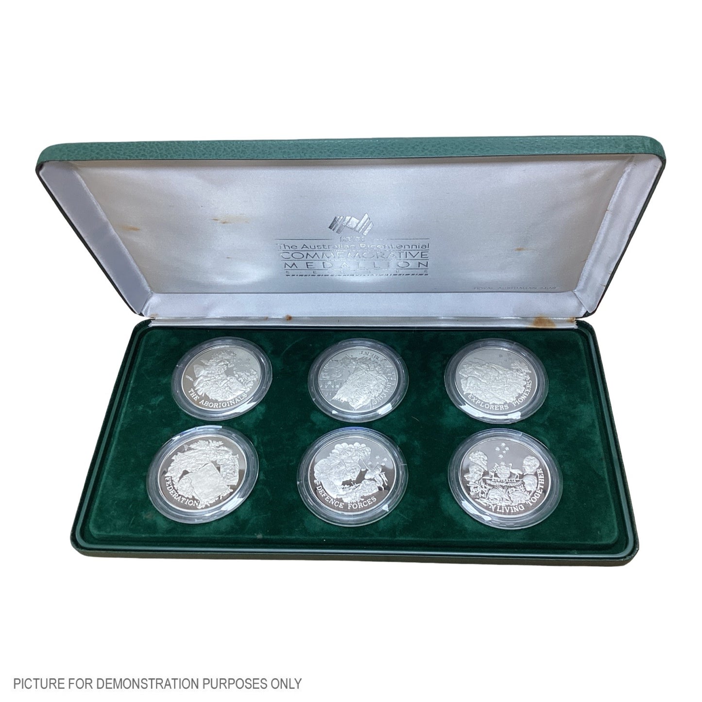 Royal Australian Mint 1788-1988 The Australian Bicentennial Commemorative Medallion Series - 6 (92.5%) Silver Medallion Set