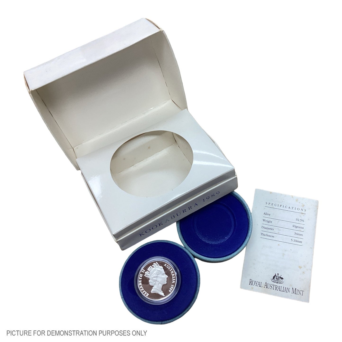1989 Royal Australian Mint Silver Proof $10 Piedford Kookaburra Coin