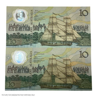 1988 AUNC $10 Johnston/Fraser Bicentenary Polymer Note - Sequnetial Pair