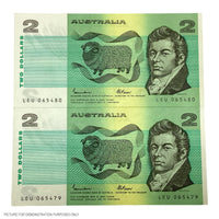 1985 EF $2 Johnston/Fraser Paper Notes - Sequential Pair (Australia)