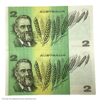 1985 EF $2 Johnston/Fraser Paper Notes - Sequential Pair (Australia)