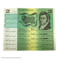 1985 EF $2 Johnston/Fraser Paper Notes - 5 Sequential Notes (Australia)