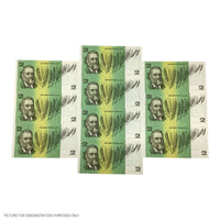 1985 AUNC $2 Johnston/Fraser Paper Note - 10 Consecutive Notes (Australia)