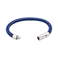 Cudworth Savage – Navy & Stainless Steel Wire Leather Bracelet