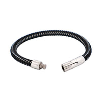Cudworth Savage – Black & Stainless Steel Wire Leather Bracelet