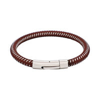 Cudworth Savage – Brown Leather & Stainless Steel Wire Bracelet