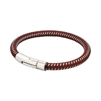 Cudworth Savage – Brown Leather & Stainless Steel Wire Bracelet