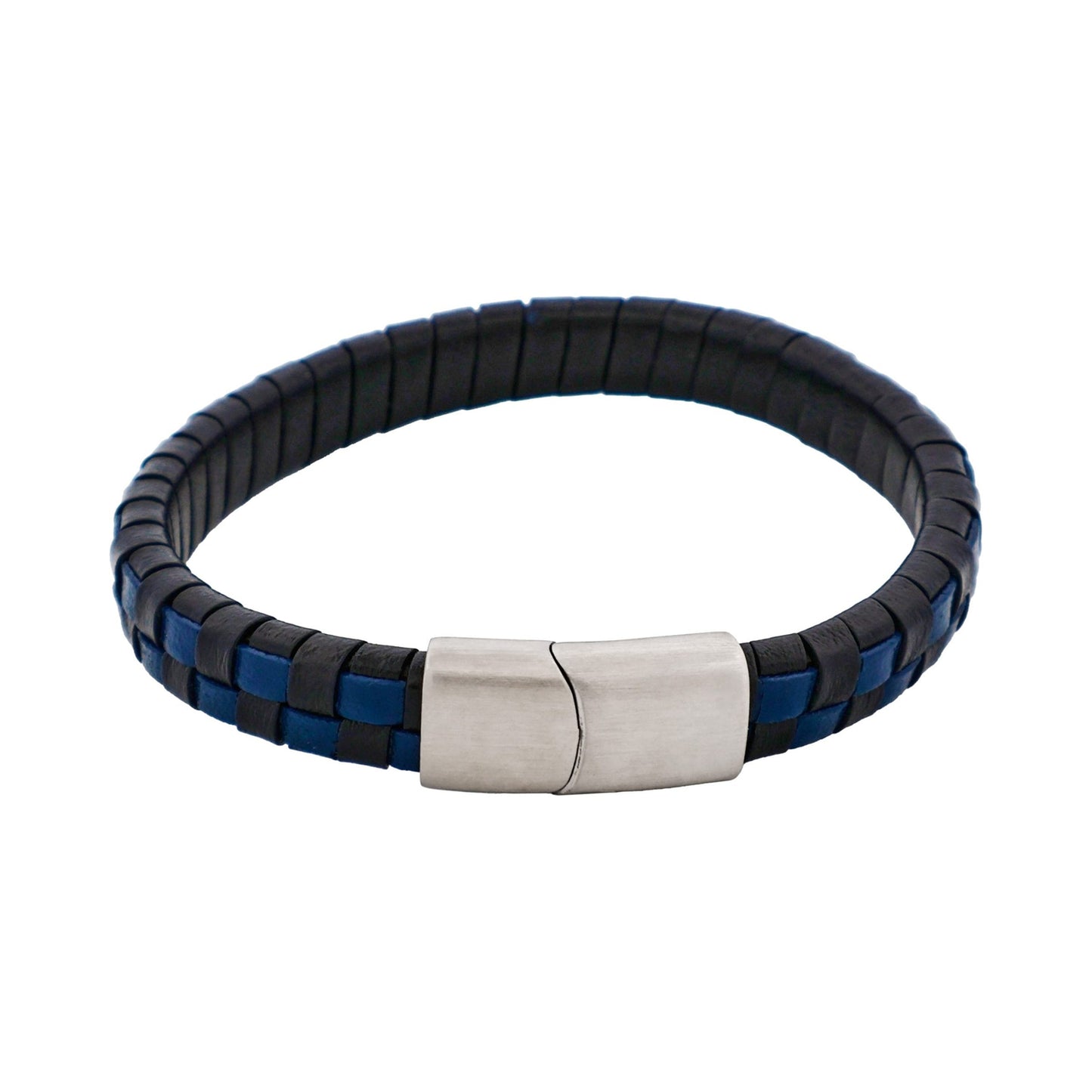 Cudworth Savage – Blue & Black Braided Leather & Stainless Steel Bracelet