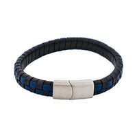 Cudworth Savage – Blue & Black Braided Leather & Stainless Steel Bracelet