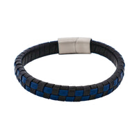 Cudworth Savage – Blue & Black Braided Leather & Stainless Steel Bracelet