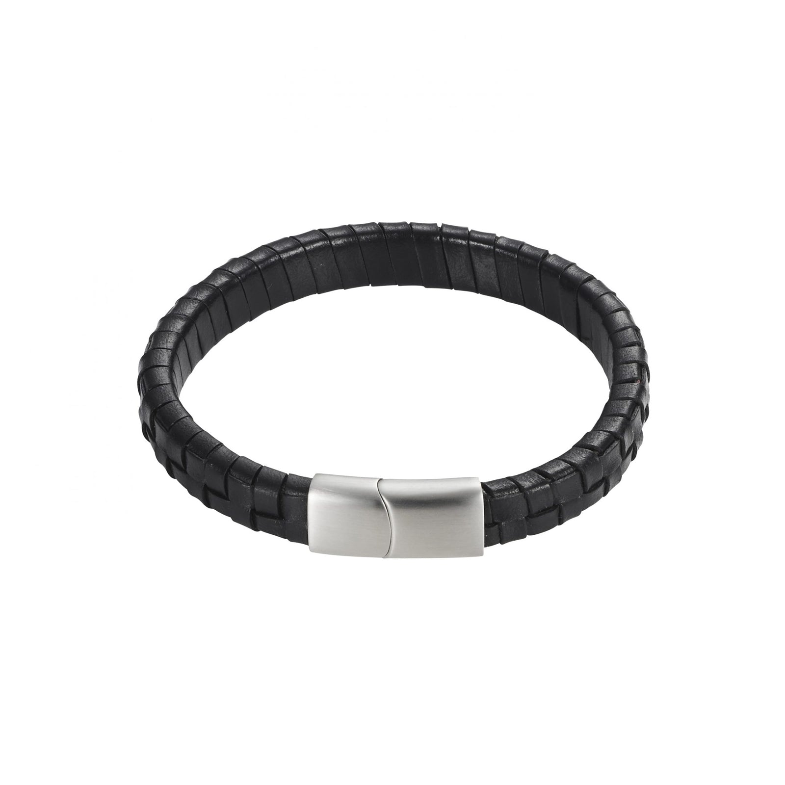 Cudworth Savage – Black Braided Leather Stainless Steel Bracelet
