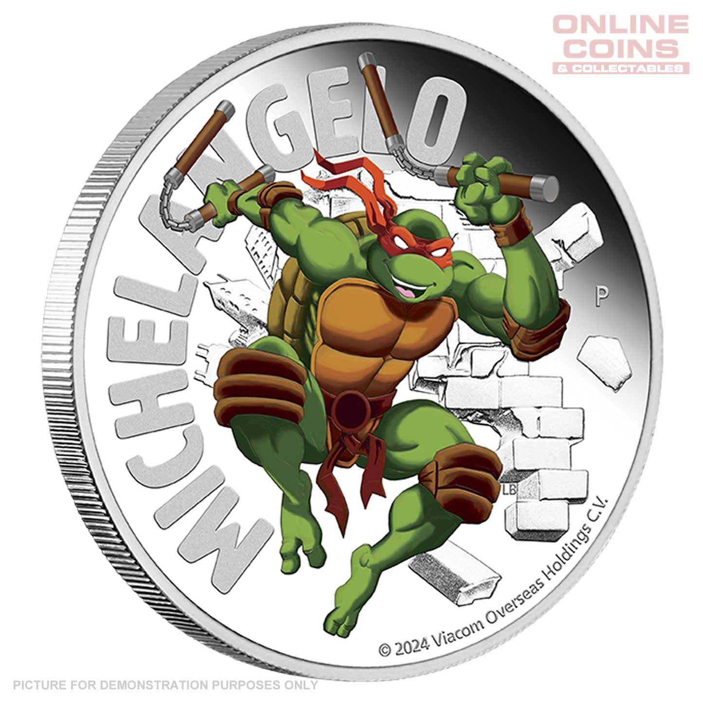 2024 Perth Mint 1oz Silver Proof Coloured Coin - TMNT Michelangelo