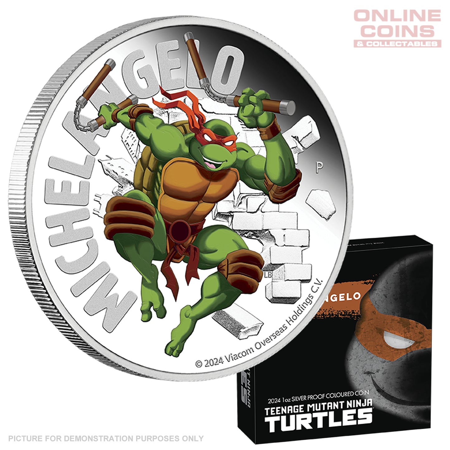 2024 Perth Mint 1oz Silver Proof Coloured Coin - TMNT Michelangelo
