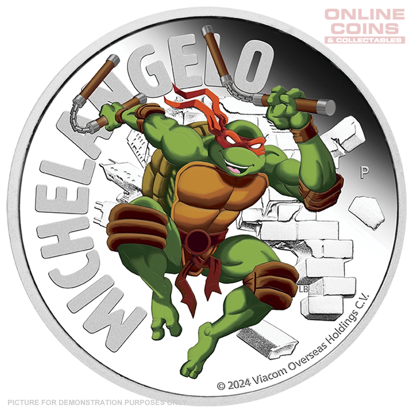 2024 Perth Mint 1oz Silver Proof Coloured Coin - TMNT Michelangelo