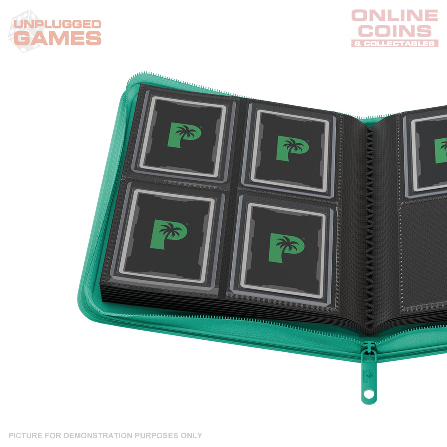 Palms Off Gaming Collector's Series Top Loader Zip Binder - 4 Pocket - TURQUOISE