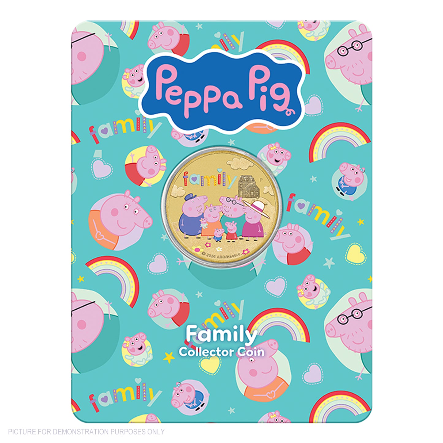 2026 Perth Mint Coloured Collector Coin in Card - Peppa Pig Family