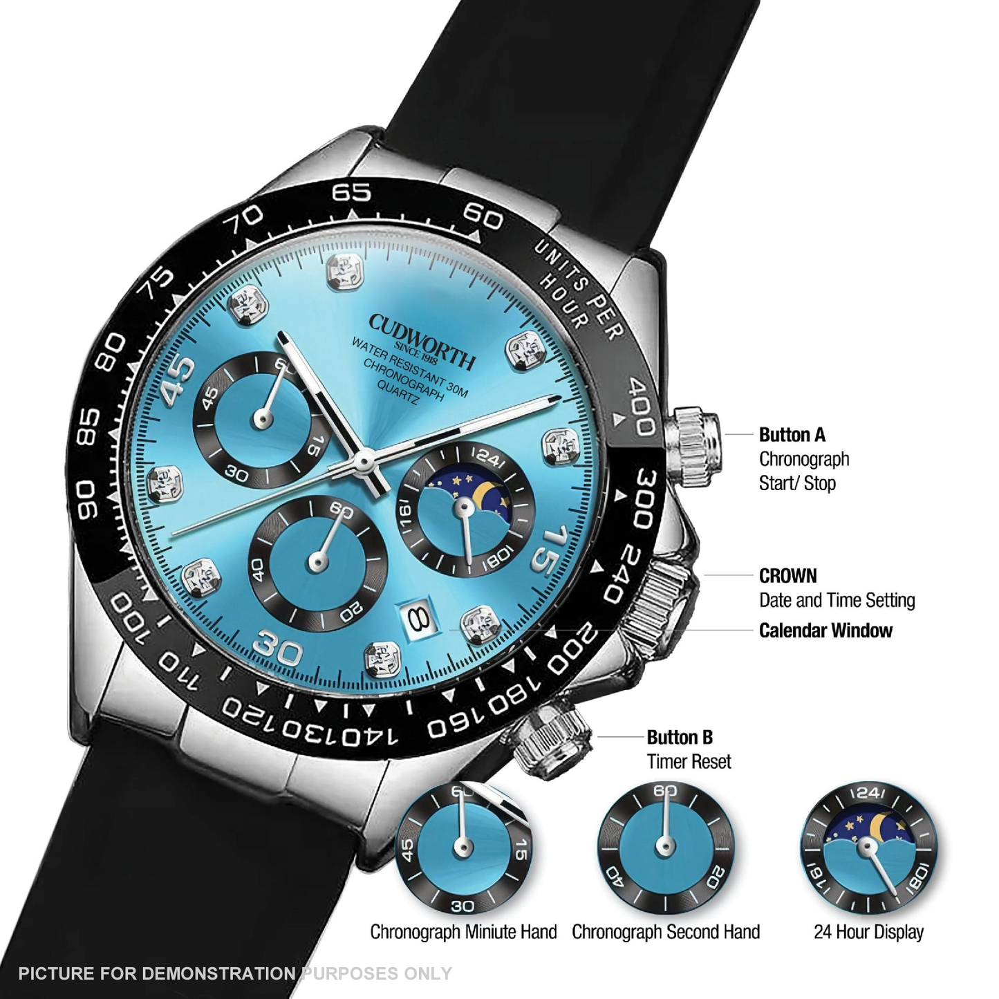 Cudworth Apex Chronograph Turquoise & Silicone