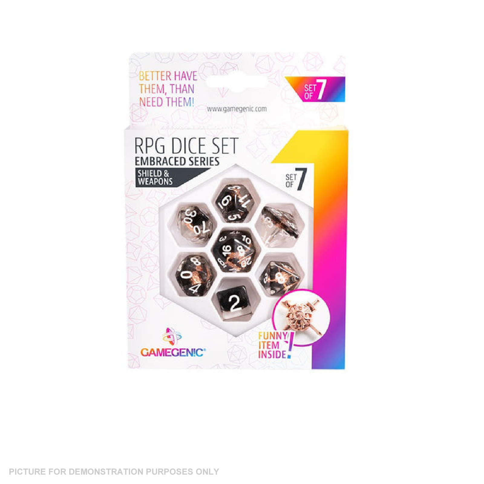 Gamegenic Embraced Series - Shield and Weapons- RPG Dice Set (7pcs)