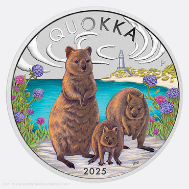 2025 Perth Mint 1oz Silver Coloured Coin - Australian Quokka