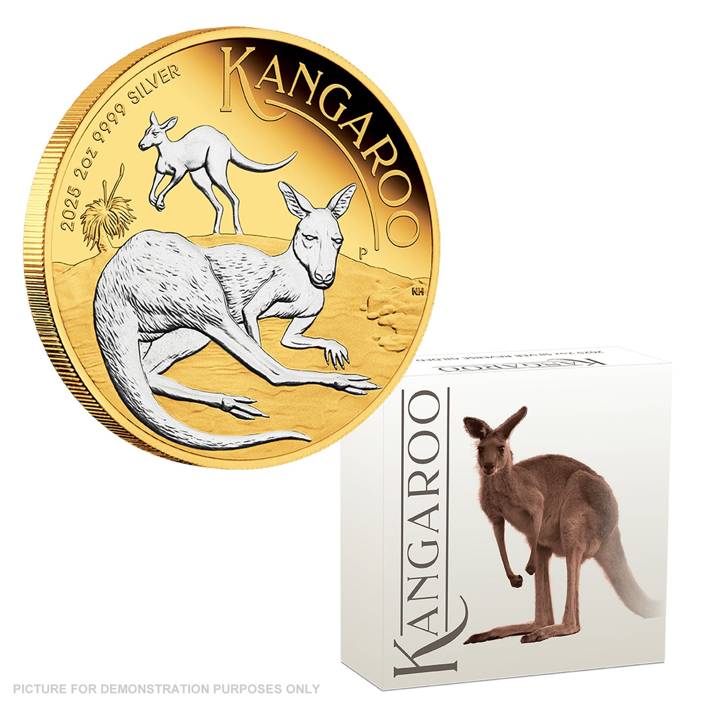 2025 Perth Mint - Australian Kangaroo Reverse Gilded - 2oz Silver Proof Coin