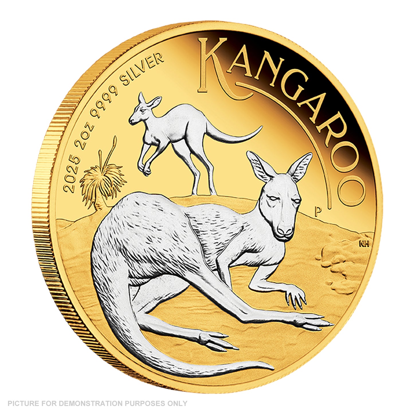 2025 Perth Mint - Australian Kangaroo Reverse Gilded - 2oz Silver Proof Coin